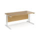 Dams Maestro 25 straight desk - white cantilever leg frame, oak top