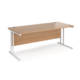 Dams Maestro 25 straight desk 1800mm x 800mm deep - white cantilever leg frame, beech top