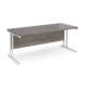 Dams Maestro 25 straight desk - white cantilever leg frame, grey oak top