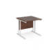 Dams Maestro 25 straight desk - white cantilever leg frame, walnut top