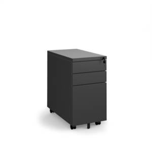 Dams Steel 3 drawer narrow mobile pedestal in black