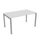 Solution 1400mm Single Bench Desk, silver frame, white top