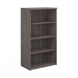 Dams Universal Bookcase 1440mm high, 3 shelves in grey oak