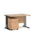 Dams Maestro 25 straight desk - black frame, beech top with 2 drawer pedestal 1200x800mm