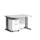 Dams Maestro 25 straight desk - black frame, white top with 2 drawer pedestal 1200x800mm