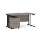 Dams Maestro 25 straight desk - black frame, grey oak top with 2 drawer pedestal 1400x800mm