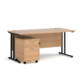 Dams Maestro 25 straight desk - black frame, beech top with 2 drawer pedestal 1600x800mm