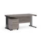 Dams Maestro 25 straight desk - black frame, grey oak top with 2 drawer pedestal 1600x800mm
