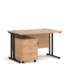 Dams Maestro 25 straight desk - black frame, beech top with 3 drawer pedestal 1200x800mm