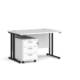 Dams Maestro 25 straight desk - black frame, white top with 3 drawer pedestal 1200x800mm