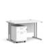 Dams Maestro 25 straight desk - silver frame, white top with 2 drawer pedestal 1200x800mm
