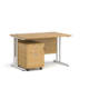 Dams Maestro 25 straight desk - white frame, oak top with 2 drawer pedestal 1200x800mm
