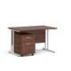 Dams Maestro 25 straight desk - white frame, walnut top with 2 drawer pedestal 1200x800mm