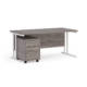 Dams Maestro 25 straight desk - white frame, grey oak top with 2 drawer pedestal 1600x800mm