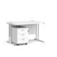 Dams Maestro 25 straight desk - white frame, white top with 3 drawer pedestal 1400x800mm