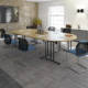 Dams Folding Leg Table Range, from Office Furniture Centre, room setting black legs oak top