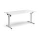 Dams Folding Leg Table Range, from Office Furniture Centre, silver legs, top in white