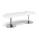 Dams Trumpet Base Boardroom Table, D End, White Top, Chrome Base