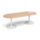 Dams Trumpet Base Boardroom Table, D End, Beech Top, White Base