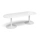 Dams Trumpet Base Boardroom Table, D End, White Top, Silver Base