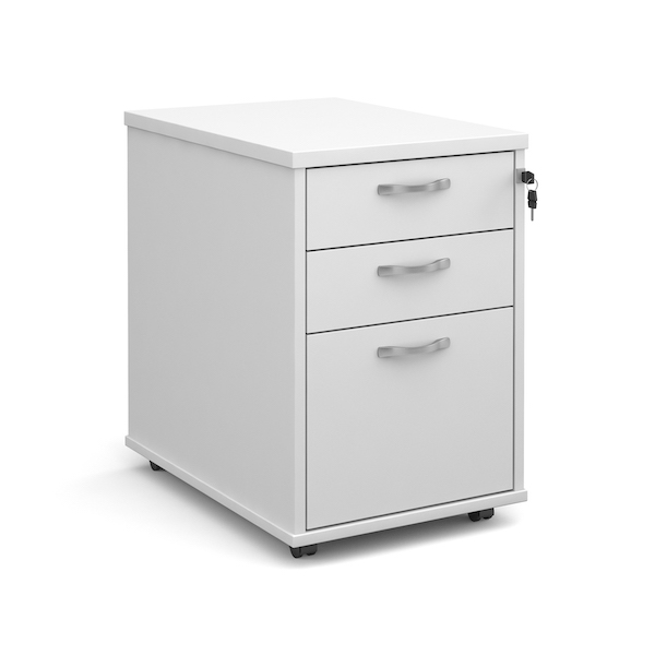 Dams Universal Tall Mobile Pedestal, 3 drawers, in white