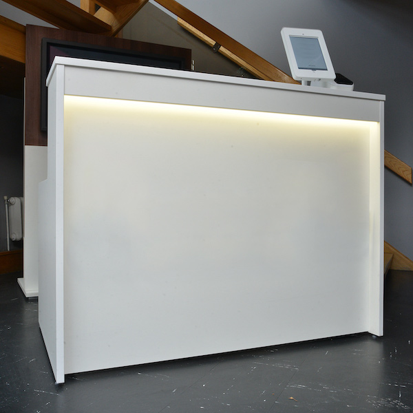 Dams Welcome Reception Desk, in White with led lighting