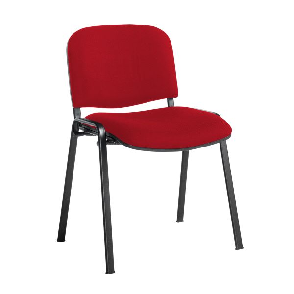 Black frame Stacking Chair in Belize Red