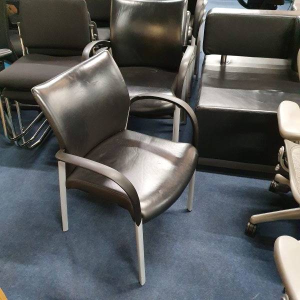 meeting chairs, black vinyl and silver frame