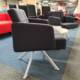 used lounge seating, black armchairs side view