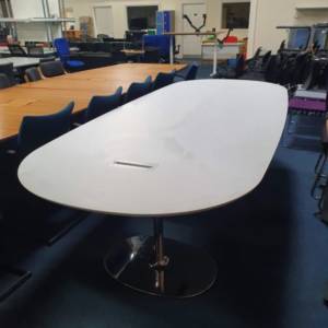 3m white boardroom table top end showing cable access
