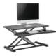 Sit Stand Desk Riser in black, raised with monitor