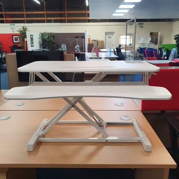 Sit Stand Desk Riser, white, raisedx
