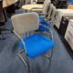 used stackable cantilever meeting chairs in blue and grey fabric