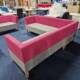 used Edge design grey and pink 5 seat sofa rear view