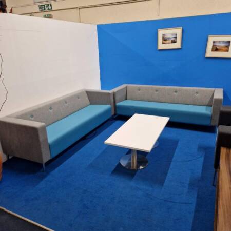 used Verco sofa with power and usb points, group shot