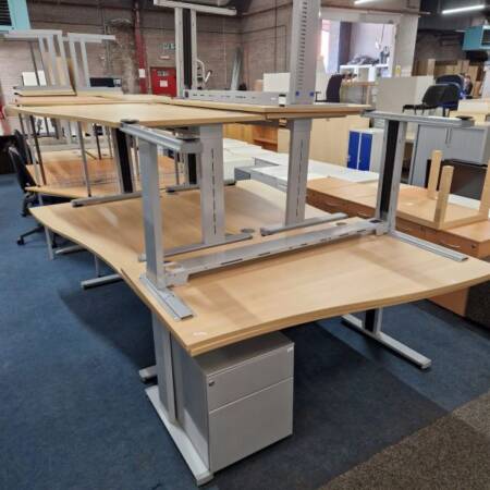 used beech wave desks 1600mm shown with pedestal