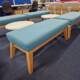 used turquoise and oak seat benches