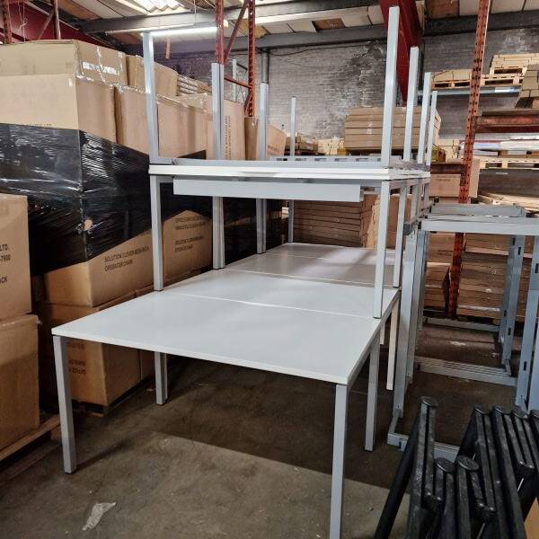 white single bench desks