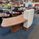 used walnut and white reception desk