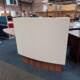 used walnut and white reception desk, RHS view