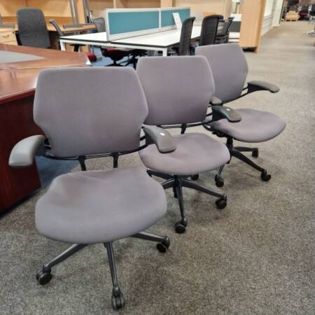 Pre-owned Humanscale Task Chairs, grey fabric, front view