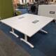used white flip top tables with power set of 2
