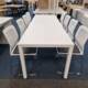 used white meeting table and chairs close up 3