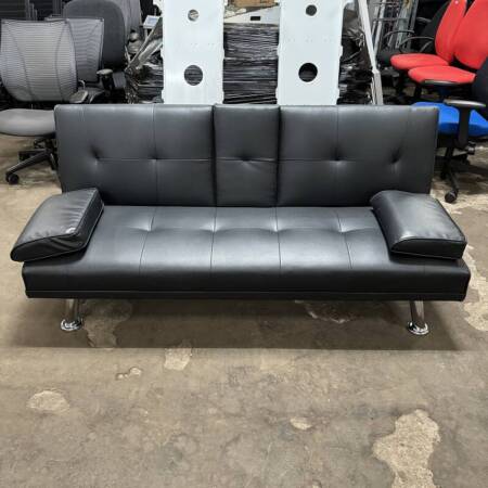 black faux leather sofa 2